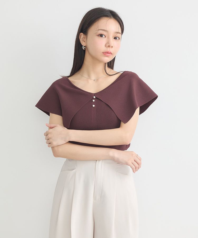 earth music&ecology「ビッグカラーノースリニットトップス」|ニット・セーター|