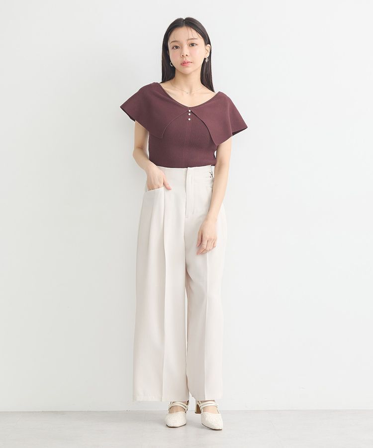 earth music&ecology「ビッグカラーノースリニットトップス」|ニット・セーター|