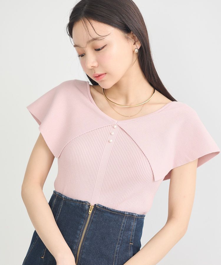 earth music&ecology「ビッグカラーノースリニットトップス」|ニット・セーター|Pink