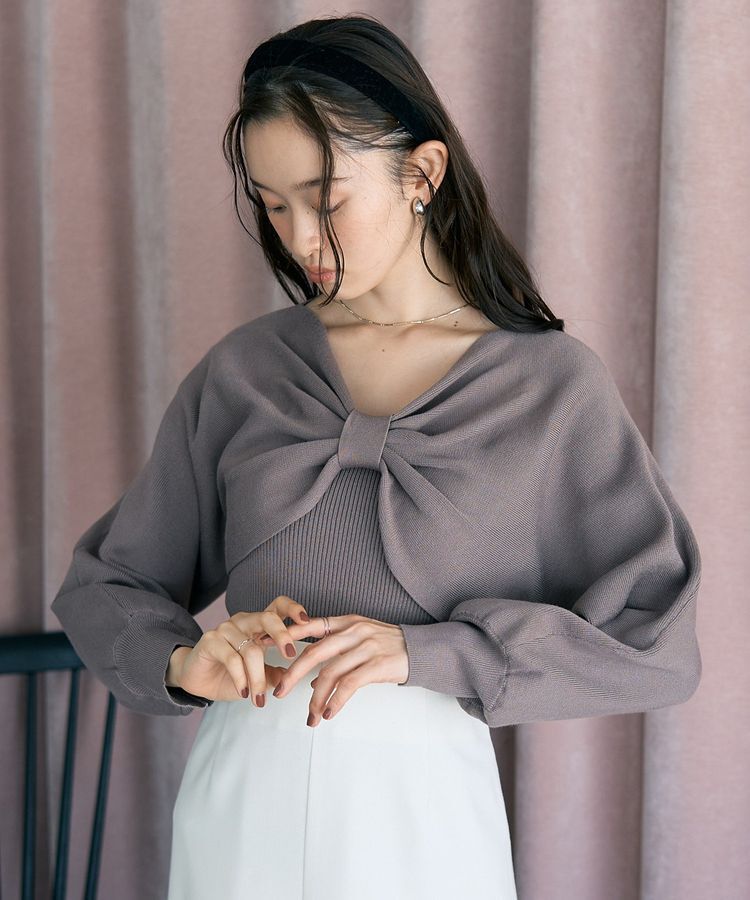 earth music&ecology「【WEB限定】リボンニットアンサンブル」|ニット・セーター|