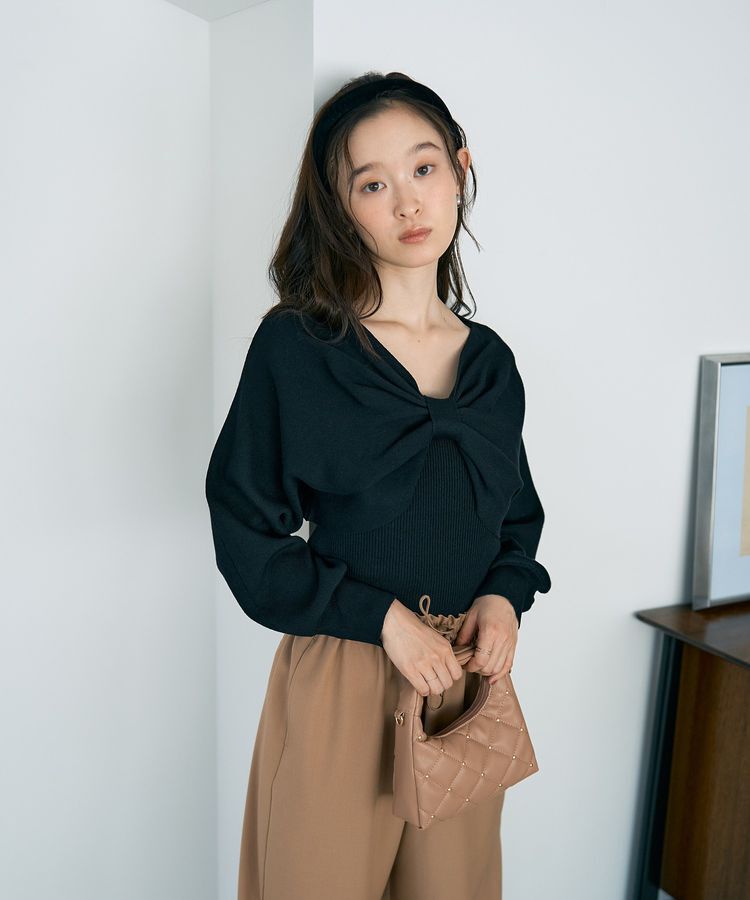 earth music&ecology「【WEB限定】リボンニットアンサンブル」|ニット・セーター|