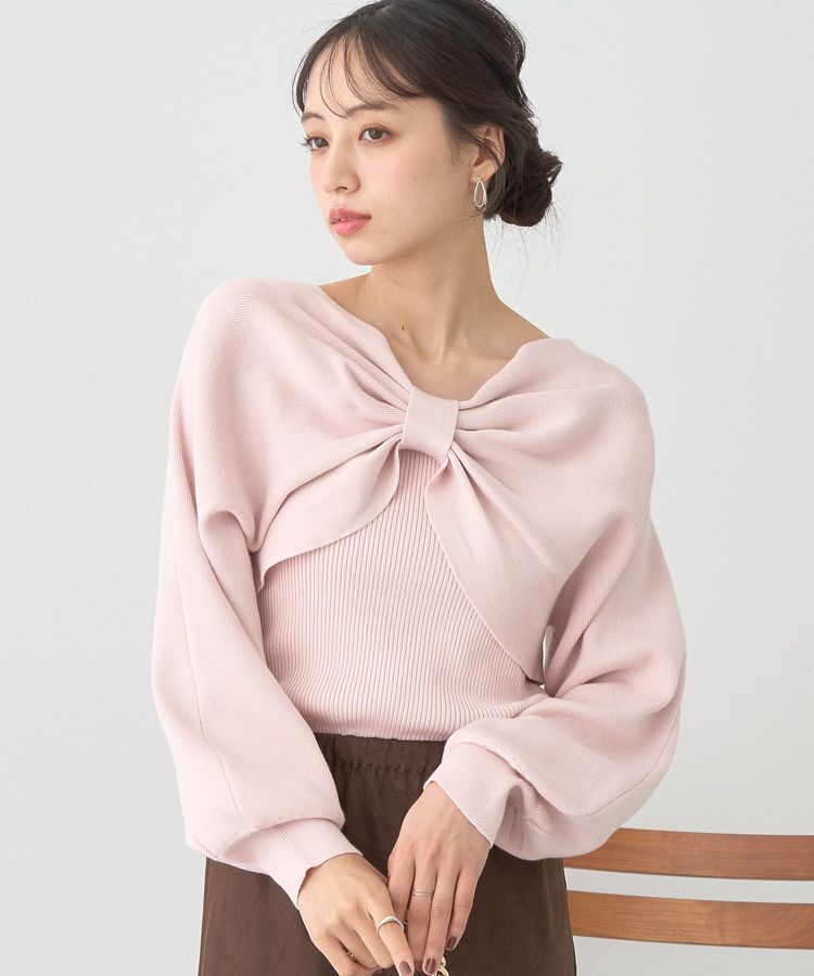 earth music&ecology「【WEB限定】リボンニットアンサンブル」|ニット・セーター|Pink