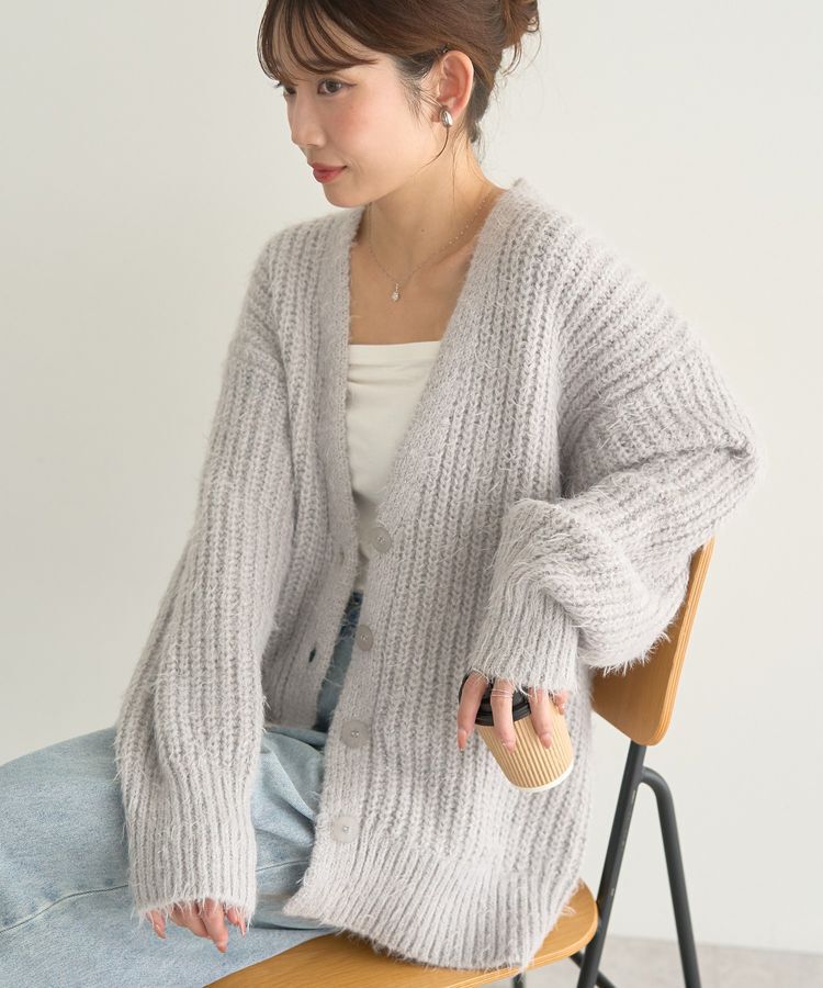 earth music&ecology「カラーミックスシャギーカーディガン」|カーディガン|Gray