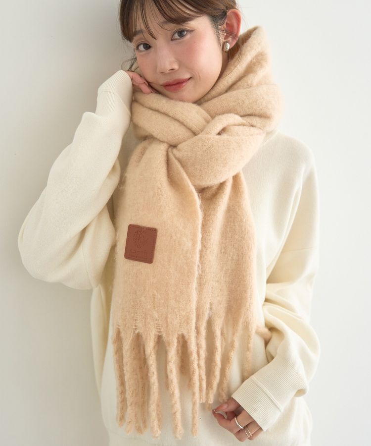 earth music&ecology「ワンポイントビッグマフラー」|マフラー|Light brown