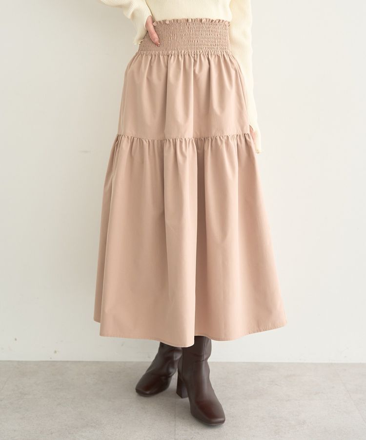 earth music&ecology「ウエストシャーリングティアードスカート」|フレア|