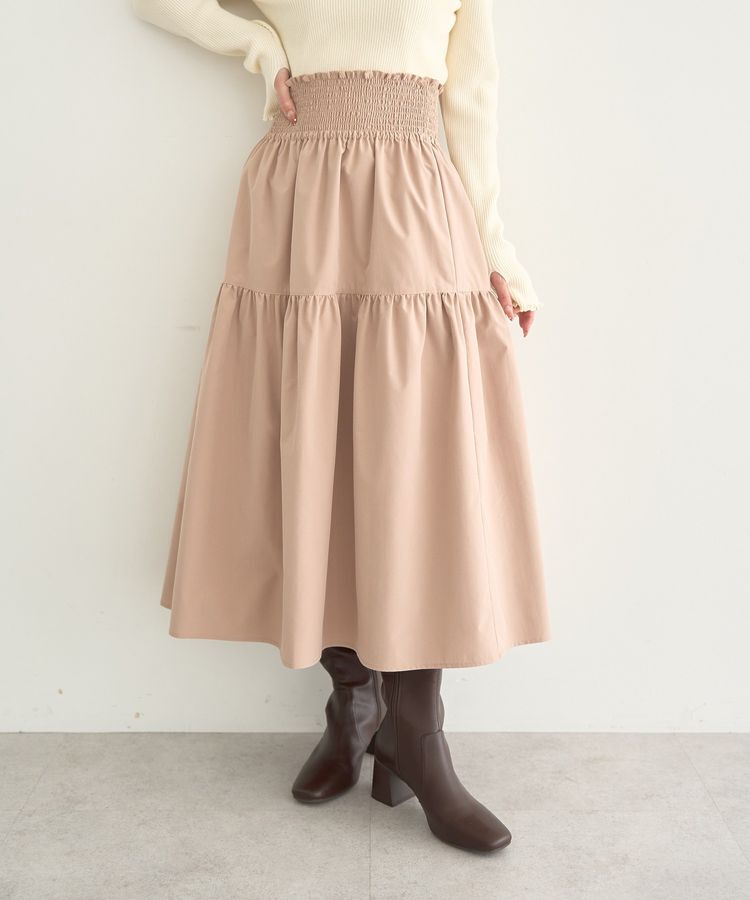 earth music&ecology「ウエストシャーリングティアードスカート」|フレア|
