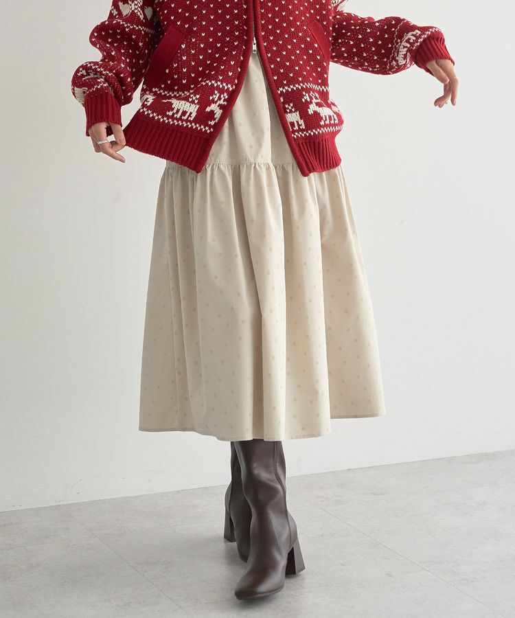 earth music&ecology「ウエストシャーリングティアードスカート」|フレア|