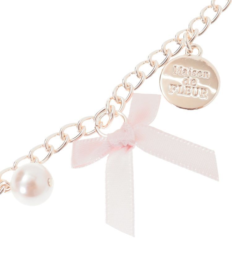 Maison de FLEUR「ピンクマニアビジューリボンパールバッグチャーム」|その他|