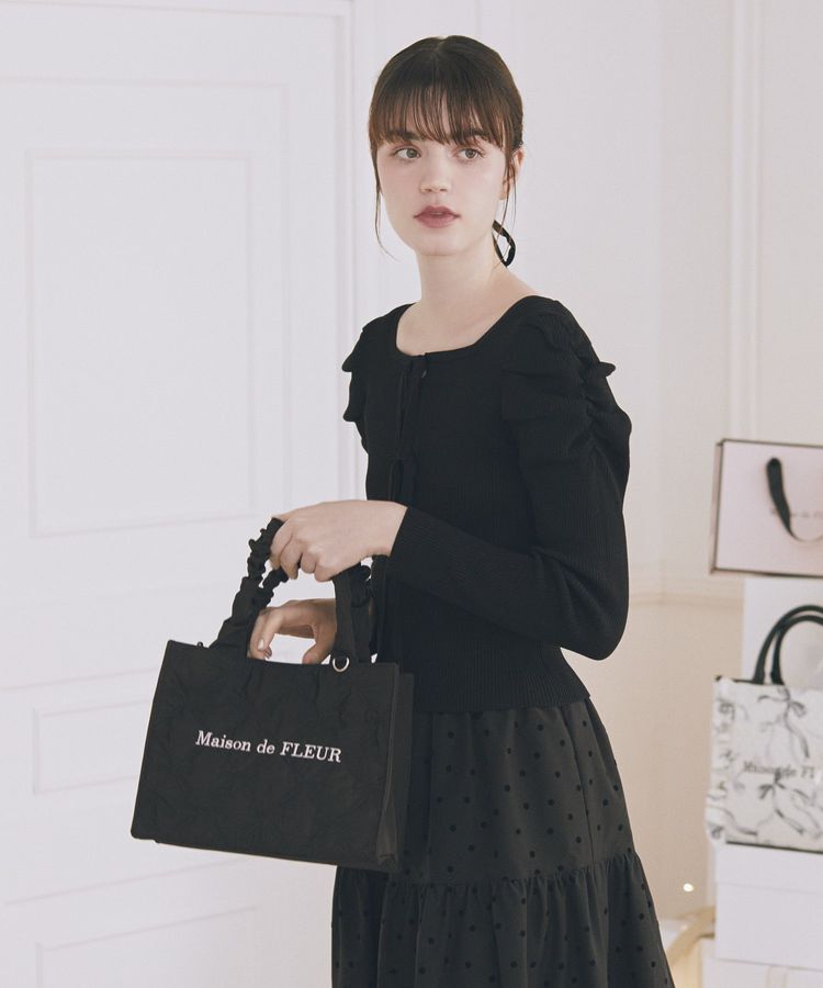 Maison de FLEUR「ギャザーハンドル2Wayリボンキルティングトート」|ハンドバッグ|