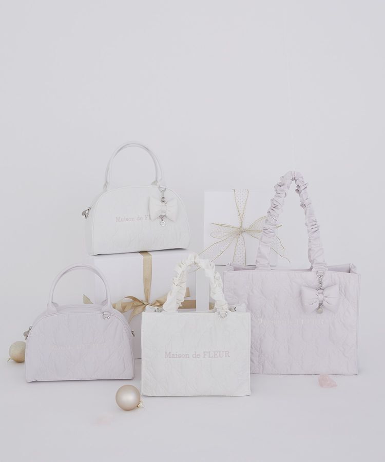 Maison de FLEUR「ギャザーハンドル2Wayリボンキルティングトート」|ハンドバッグ|
