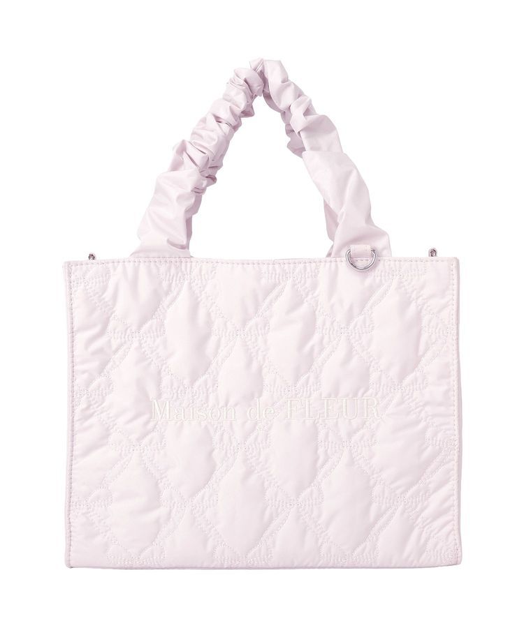 Maison de FLEUR「ギャザーハンドル2Wayリボンキルティングトート」|ハンドバッグ|ピンク