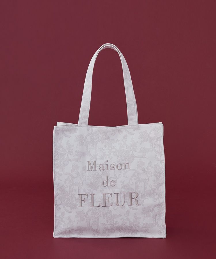 Maison de FLEUR「フラワーガーデンロゴ刺繍スクエアトート」|トートバッグ|ピンク