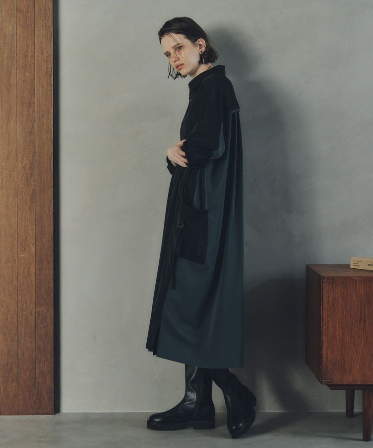 Editt by YECCA VECCA「カーゴデザイン配色シャツワンピース」|ワンピース|