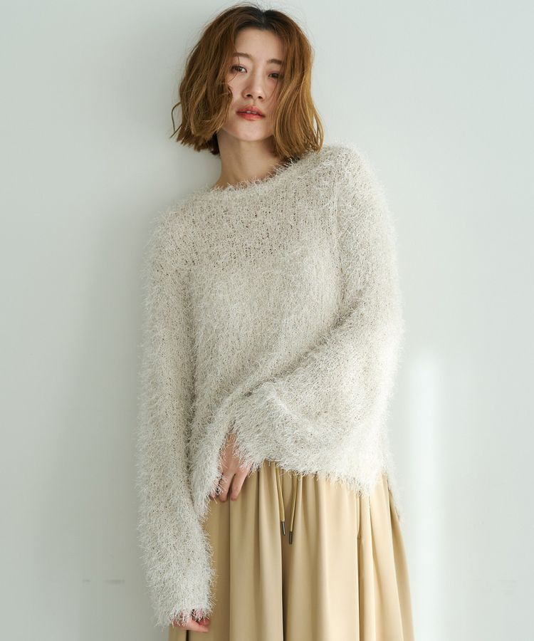 YECCA VECCA「ラメ混シャギーニット」|ニット・セーター|Ivory