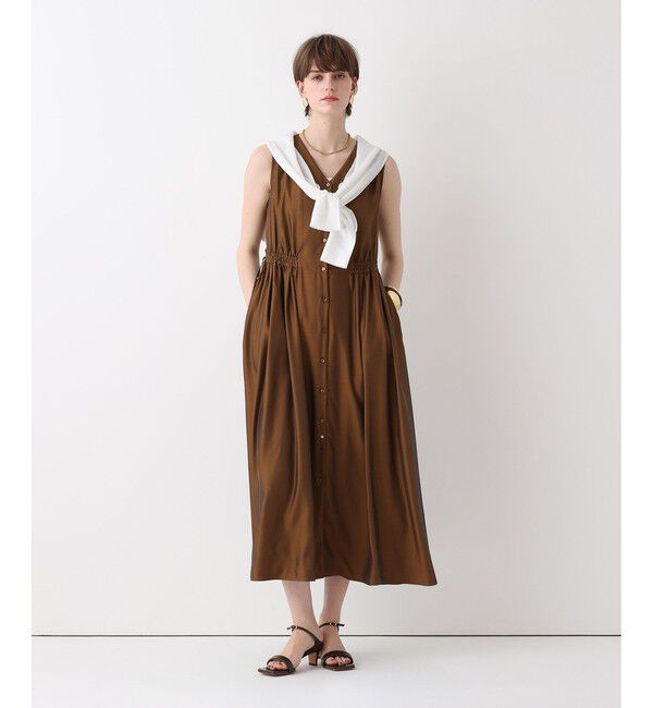 allureville「ドロストオープンドレス」|ワンピース|ブラウン