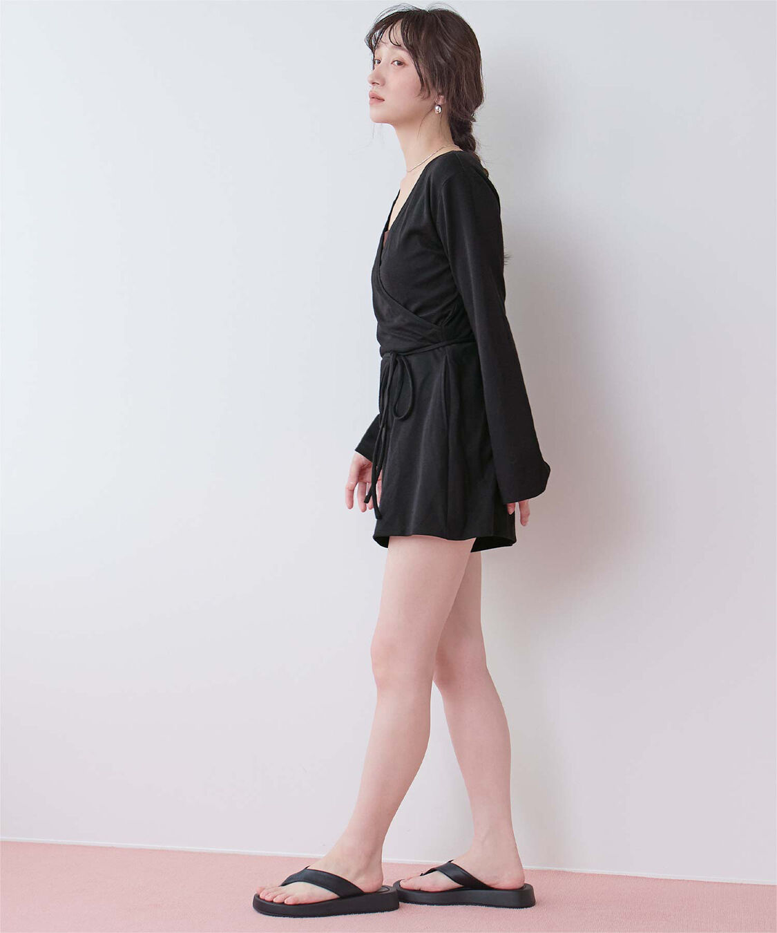 SEA DRESS「細リブカシュクールオールインワン」|コンビネゾン|