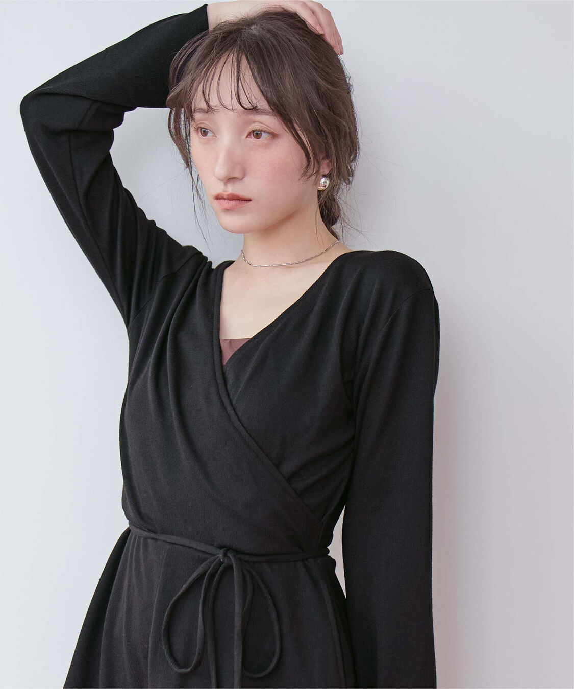 SEA DRESS「細リブカシュクールオールインワン」|コンビネゾン|