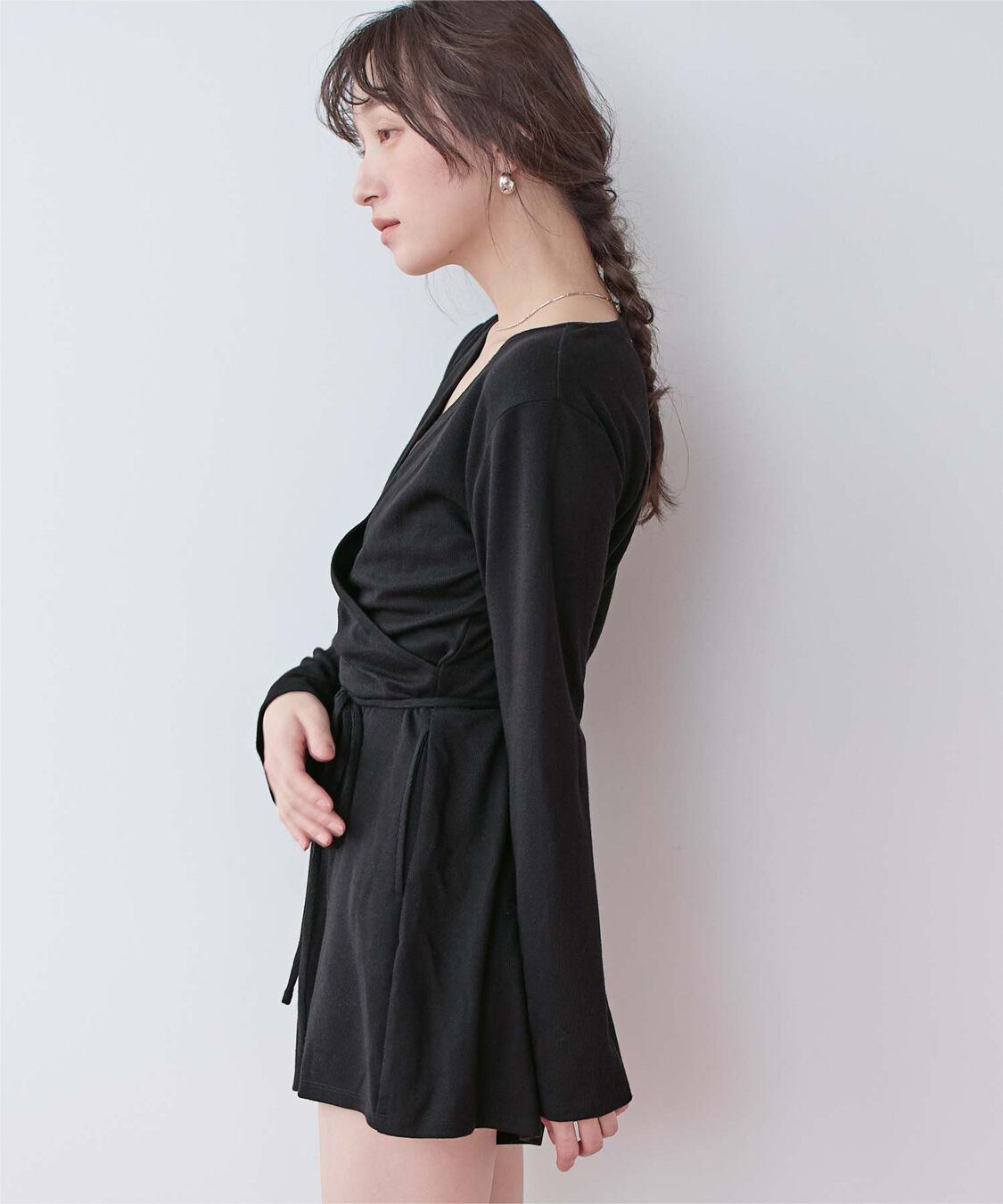 SEA DRESS「細リブカシュクールオールインワン」|コンビネゾン|