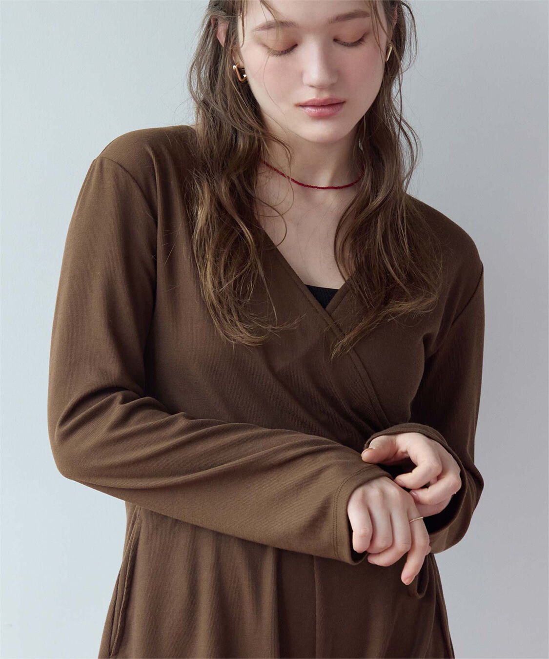 SEA DRESS「細リブカシュクールオールインワン」|コンビネゾン|