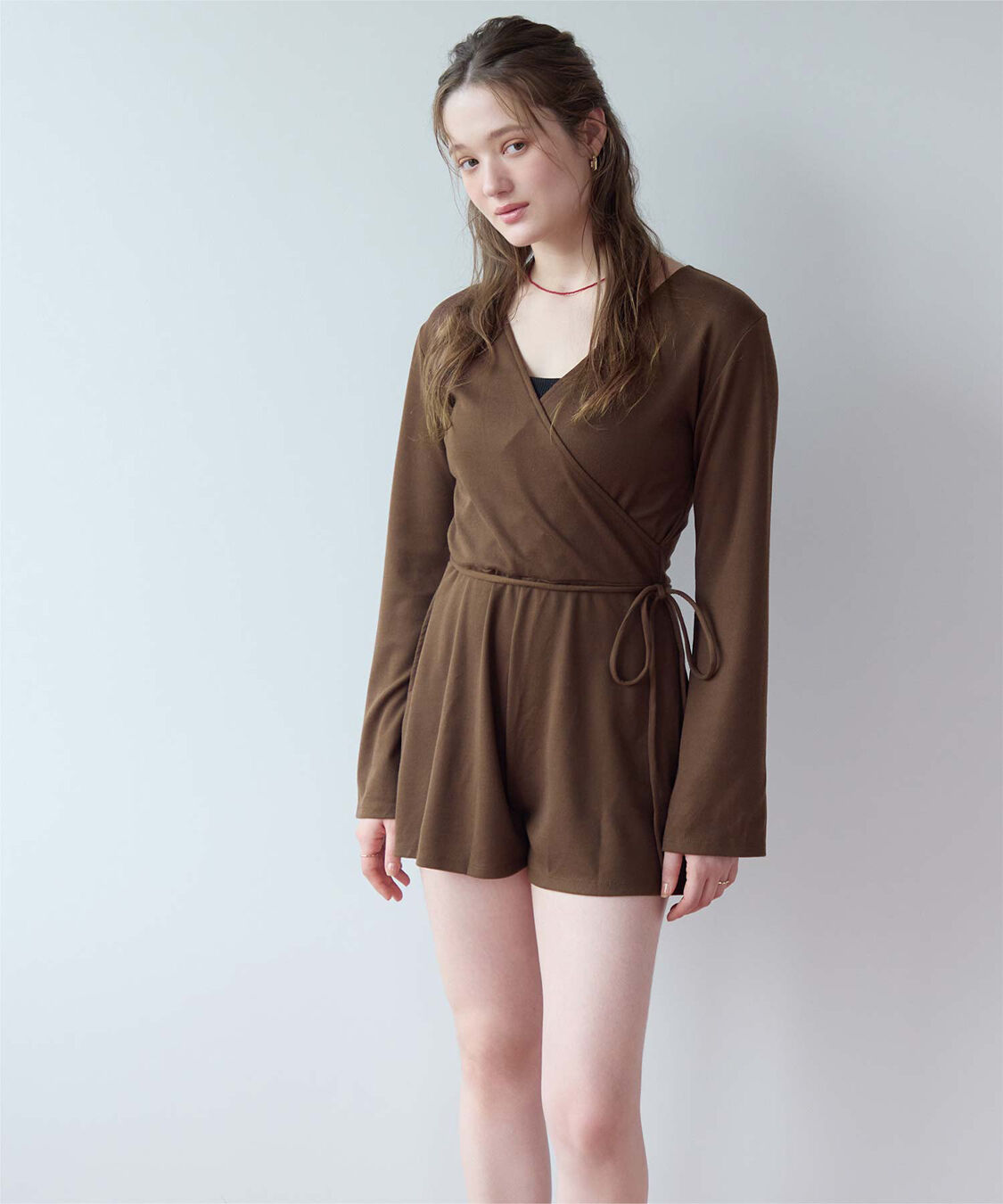 SEA DRESS「細リブカシュクールオールインワン」|コンビネゾン|