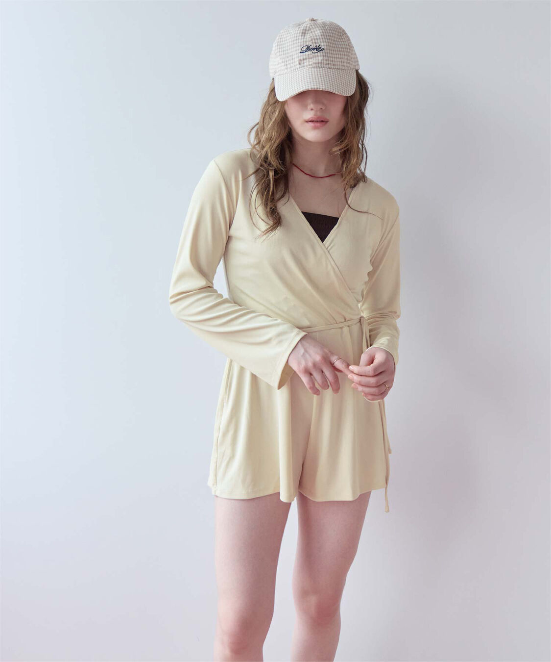 SEA DRESS「細リブカシュクールオールインワン」|コンビネゾン|