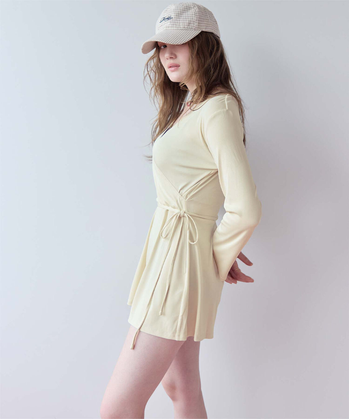 SEA DRESS「細リブカシュクールオールインワン」|コンビネゾン|