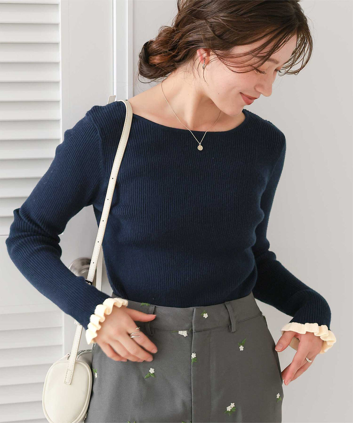 titivate「ふわっとタッチフリルスリーブリブニット」|ニット・セーター|