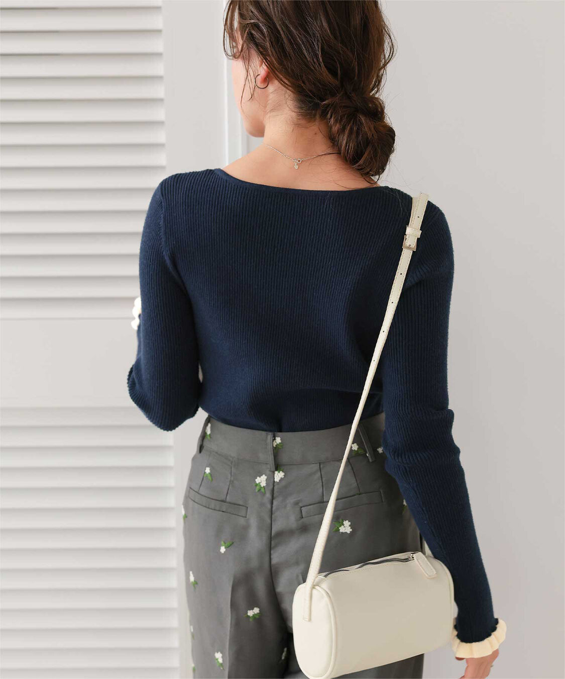 titivate「ふわっとタッチフリルスリーブリブニット」|ニット・セーター|