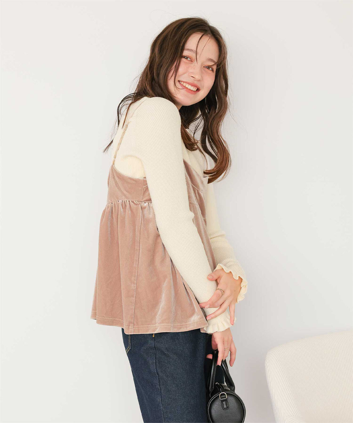 titivate「ふわっとタッチフリルスリーブリブニット」|ニット・セーター|