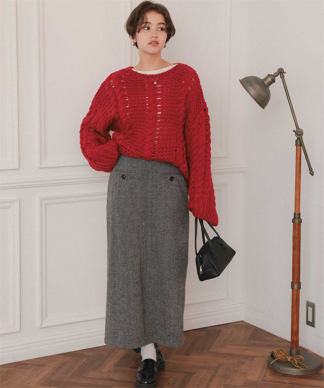 titivate「ハンドライクボートネックケーブルニット」|ニット・セーター|