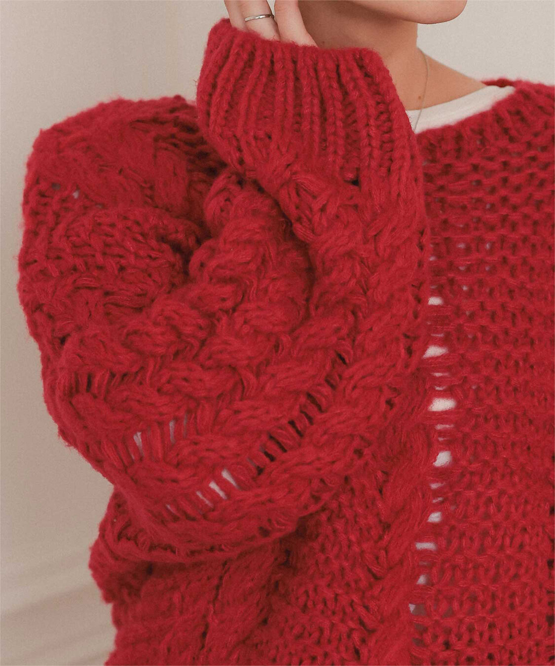 titivate「ハンドライクボートネックケーブルニット」|ニット・セーター|