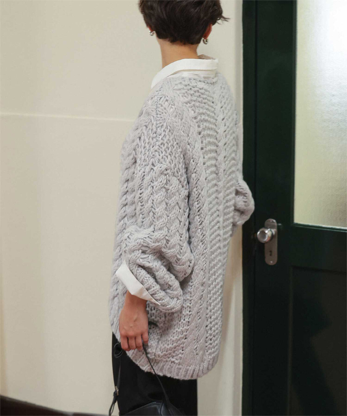 titivate「ハンドライクボートネックケーブルニット」|ニット・セーター|