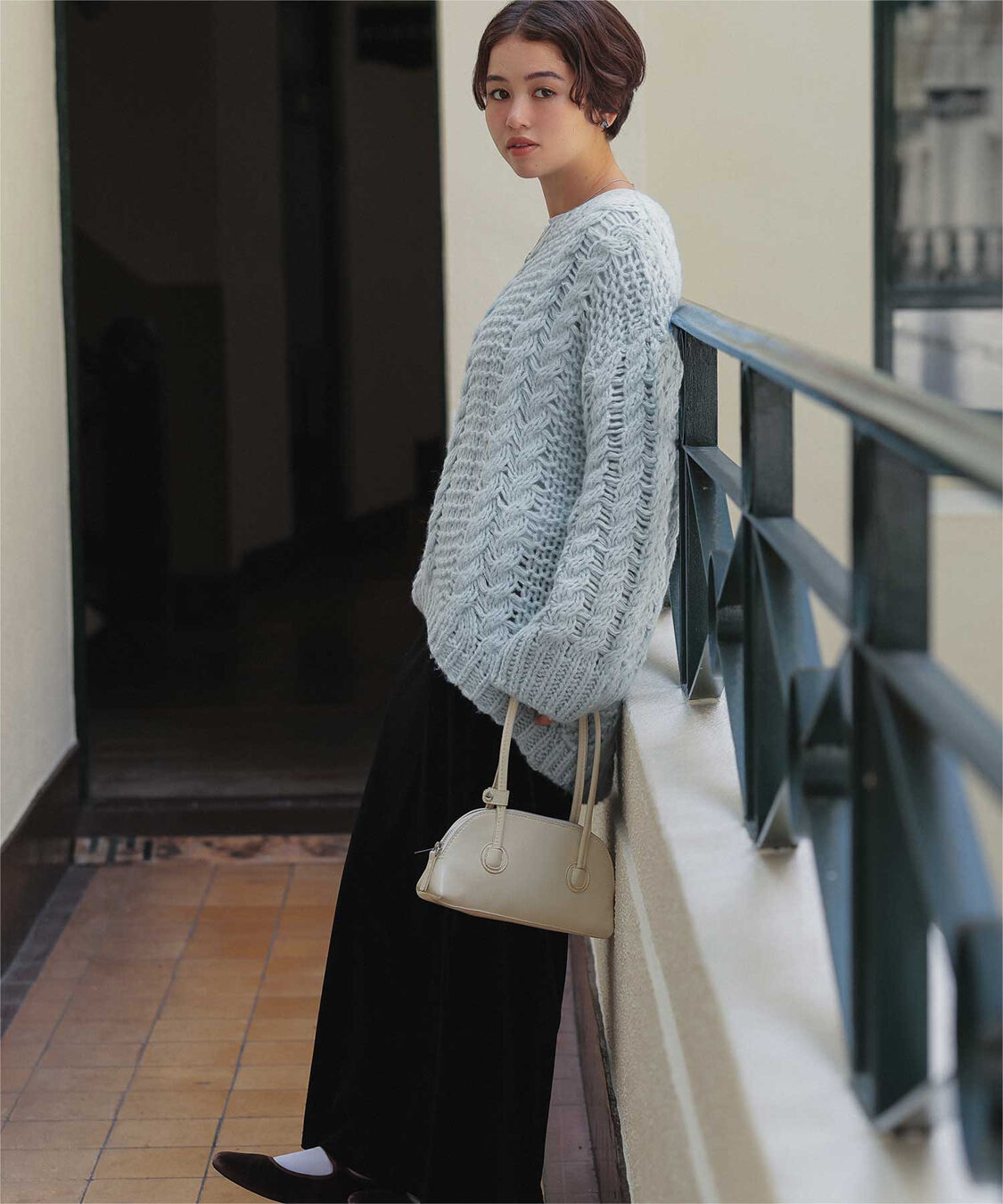 titivate「ハンドライクボートネックケーブルニット」|ニット・セーター|