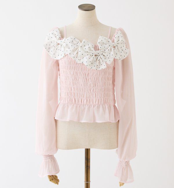  「シャーリングリボンブラウス」|シャツ・ブラウス|