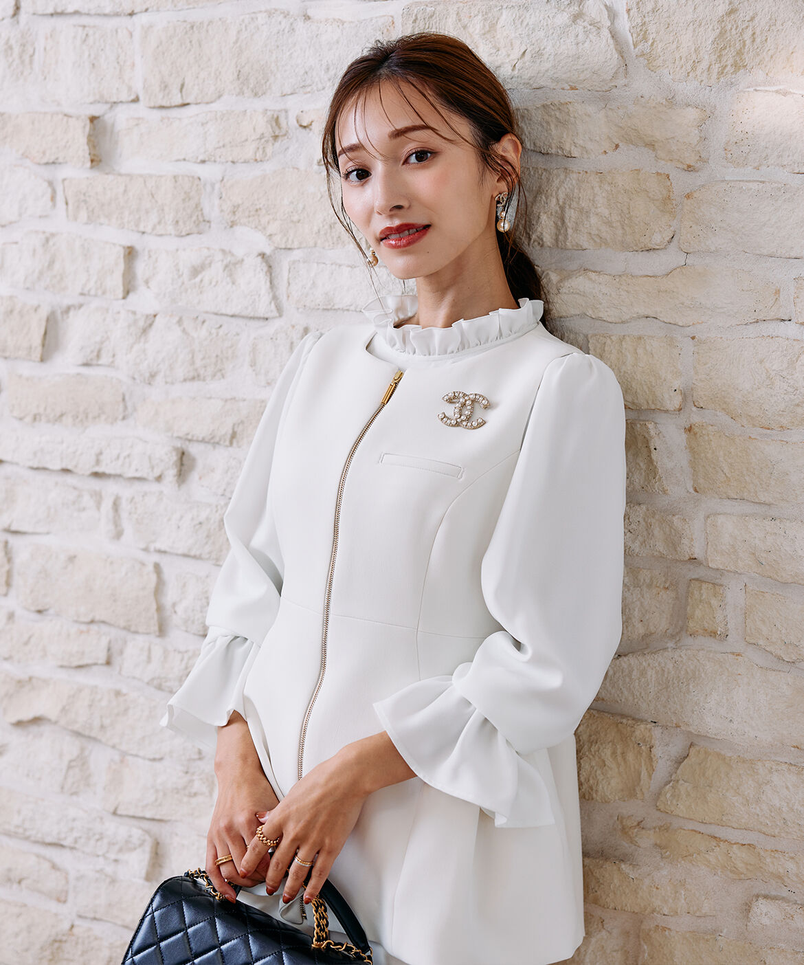 Maglie le cassetto「《M Maglie le cassetto&times;吉田理紗》華やかちび衿フリルブラウス」|シャツ・ブラウス|