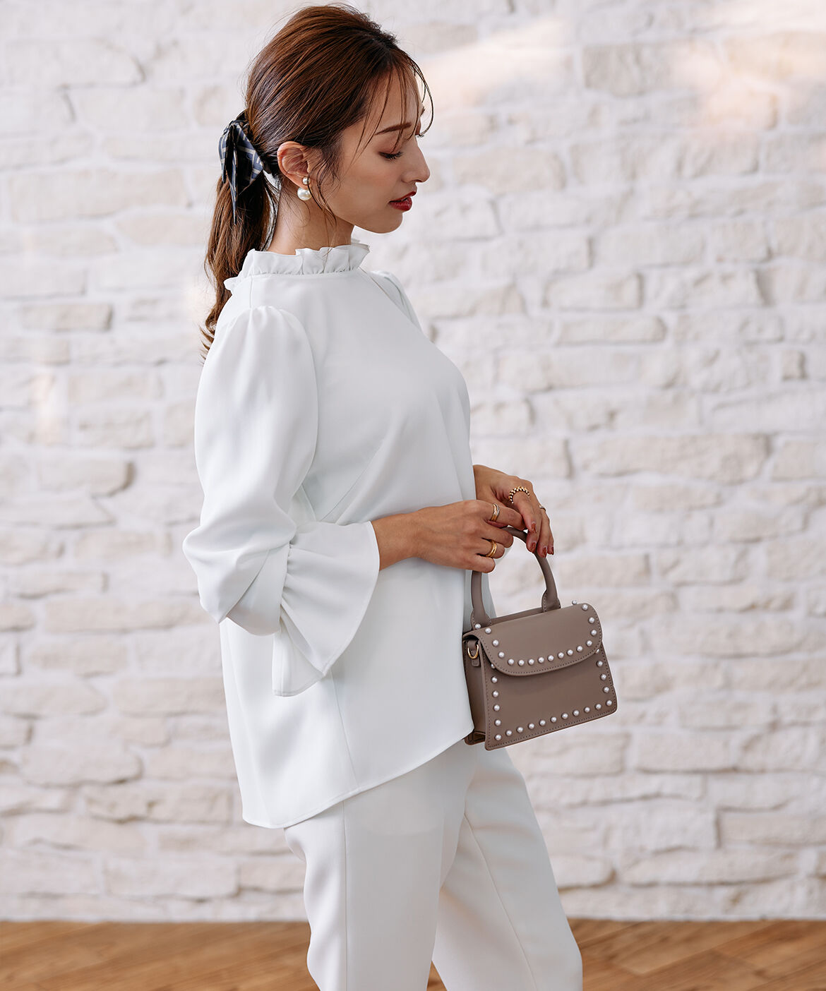 Maglie le cassetto「《M Maglie le cassetto&times;吉田理紗》華やかちび衿フリルブラウス」|シャツ・ブラウス|