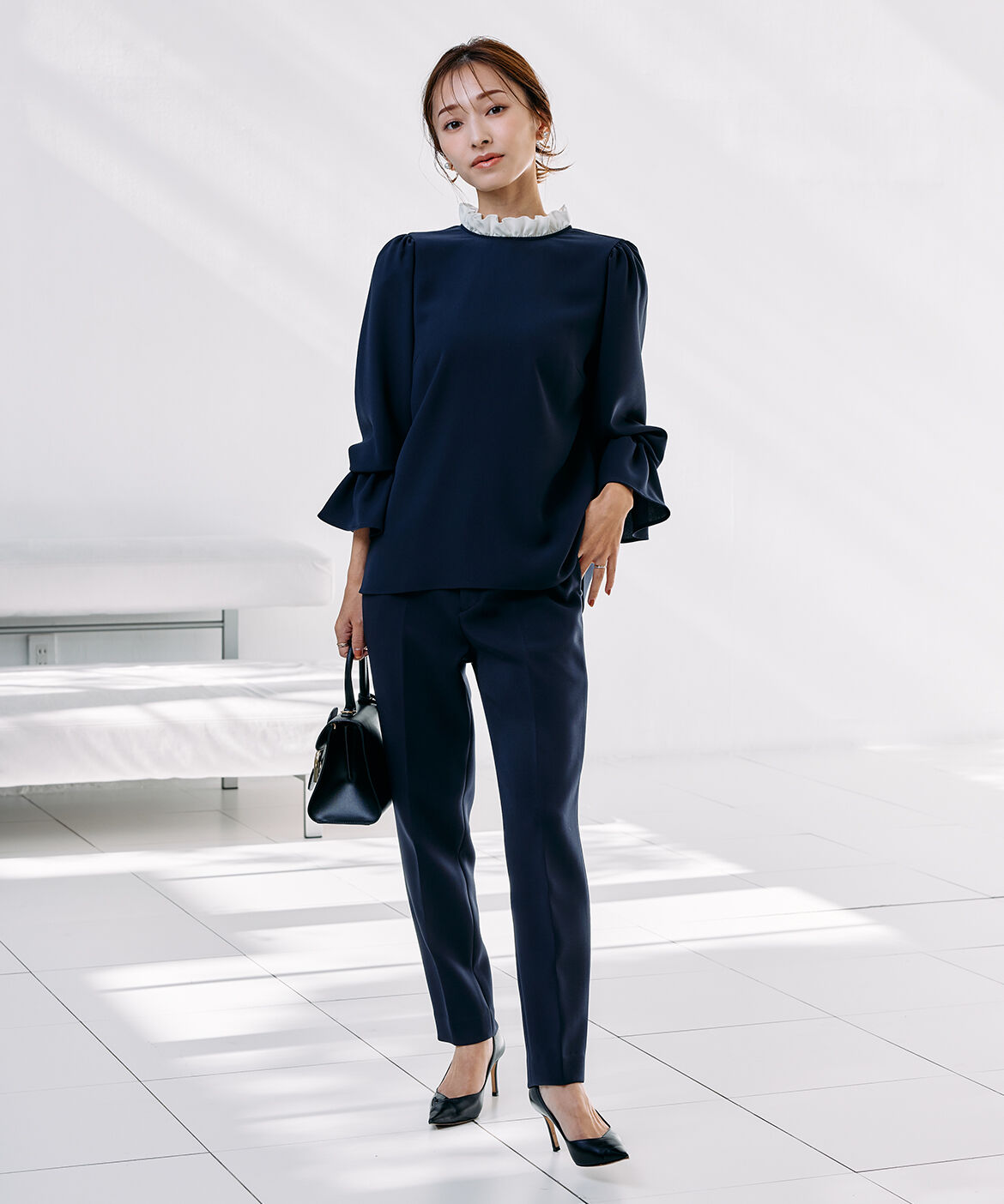 Maglie le cassetto「《M Maglie le cassetto&times;吉田理紗》華やかちび衿フリルブラウス」|シャツ・ブラウス|