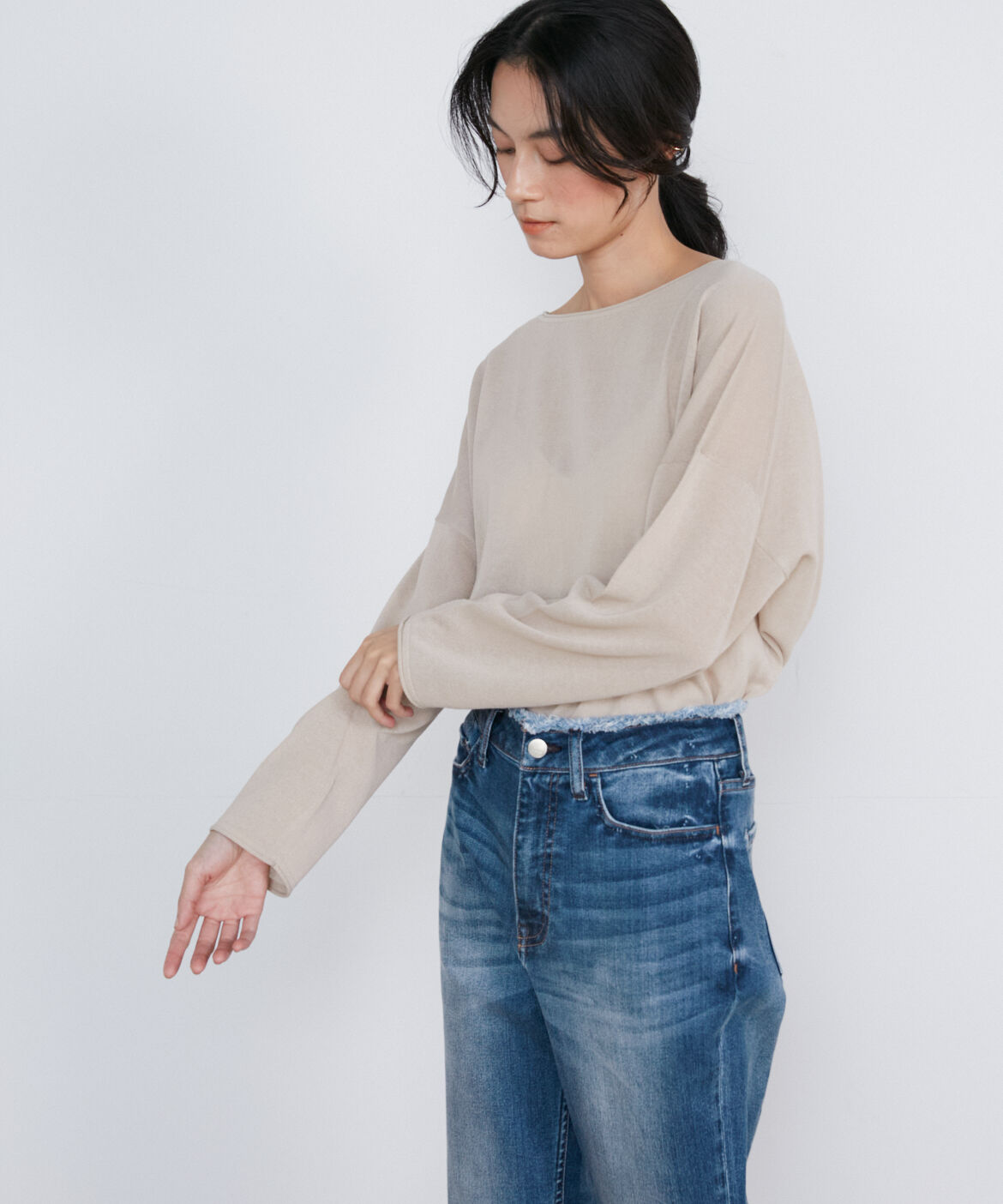 INED「《大きいサイズ》ワイドニットプルオーバー」|ニット・セーター|