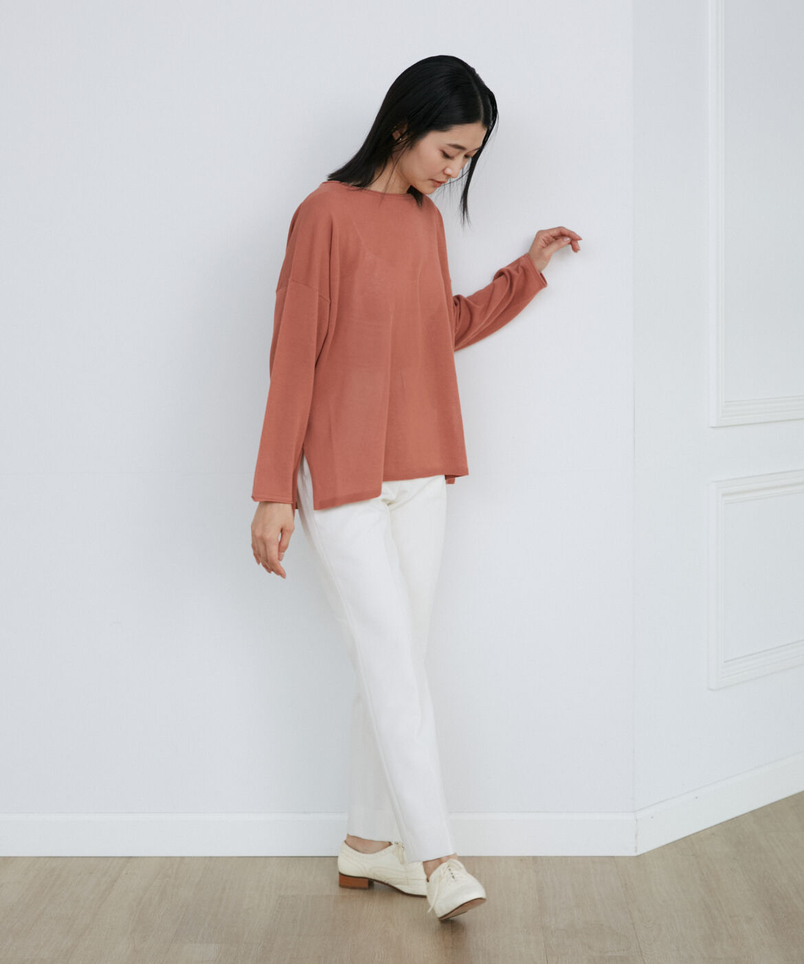 INED「《大きいサイズ》ワイドニットプルオーバー」|ニット・セーター|