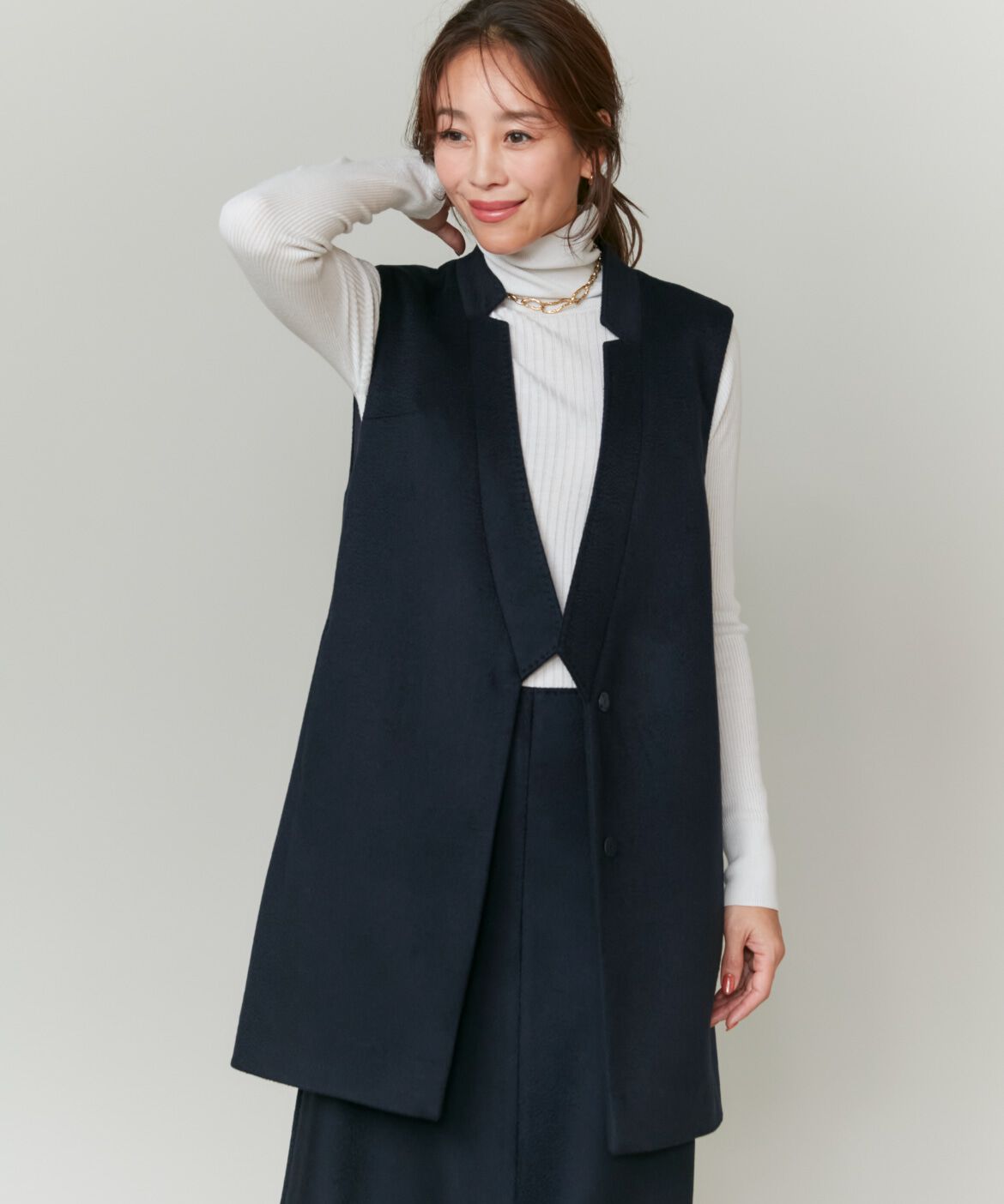 INED「《大きいサイズ》カシミヤジレ《大草直子コラボ》《COLOMBO》」|その他|ネイビー