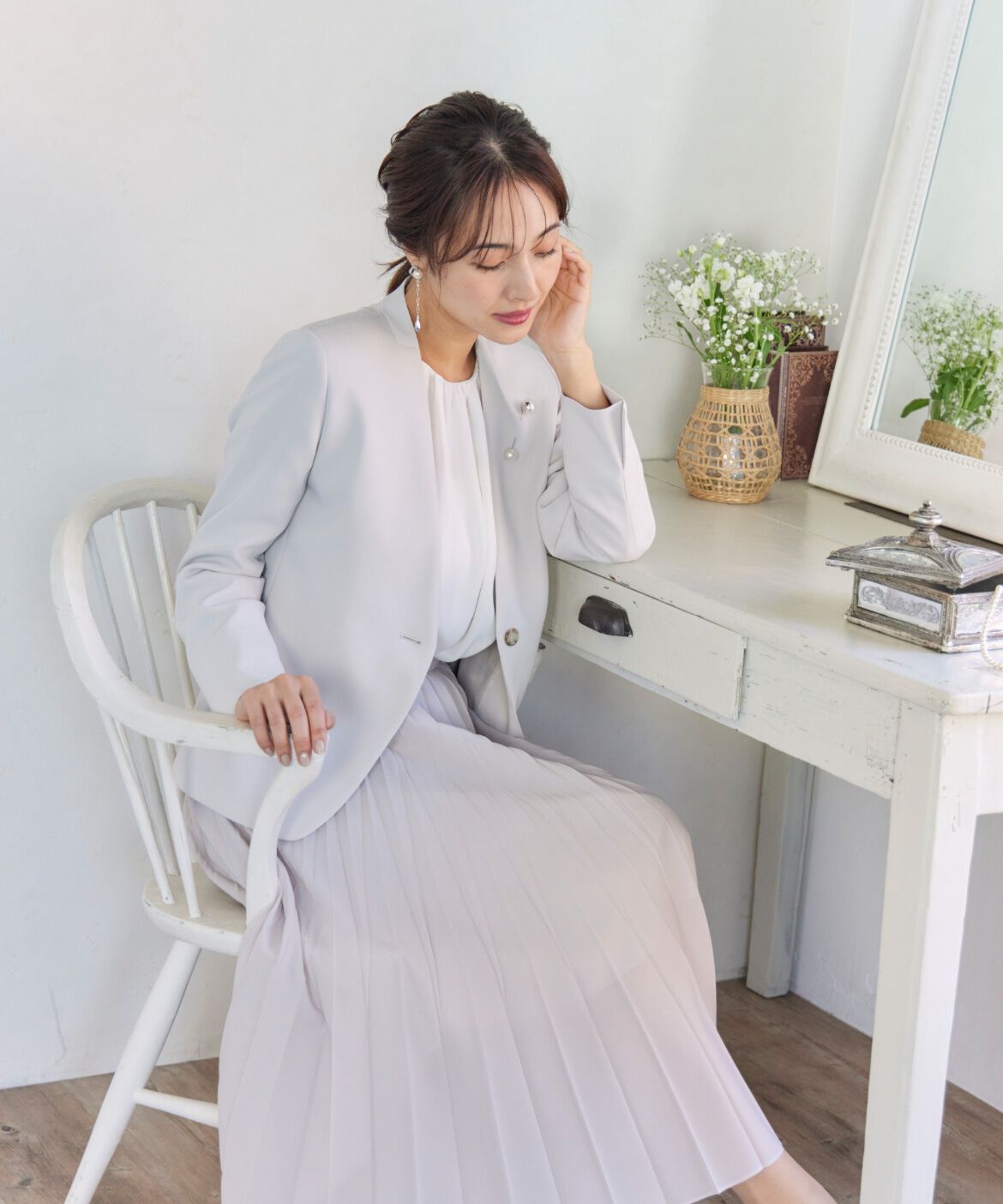 INED「《大きいサイズ》シフォンプリーツスカート」|スカート|