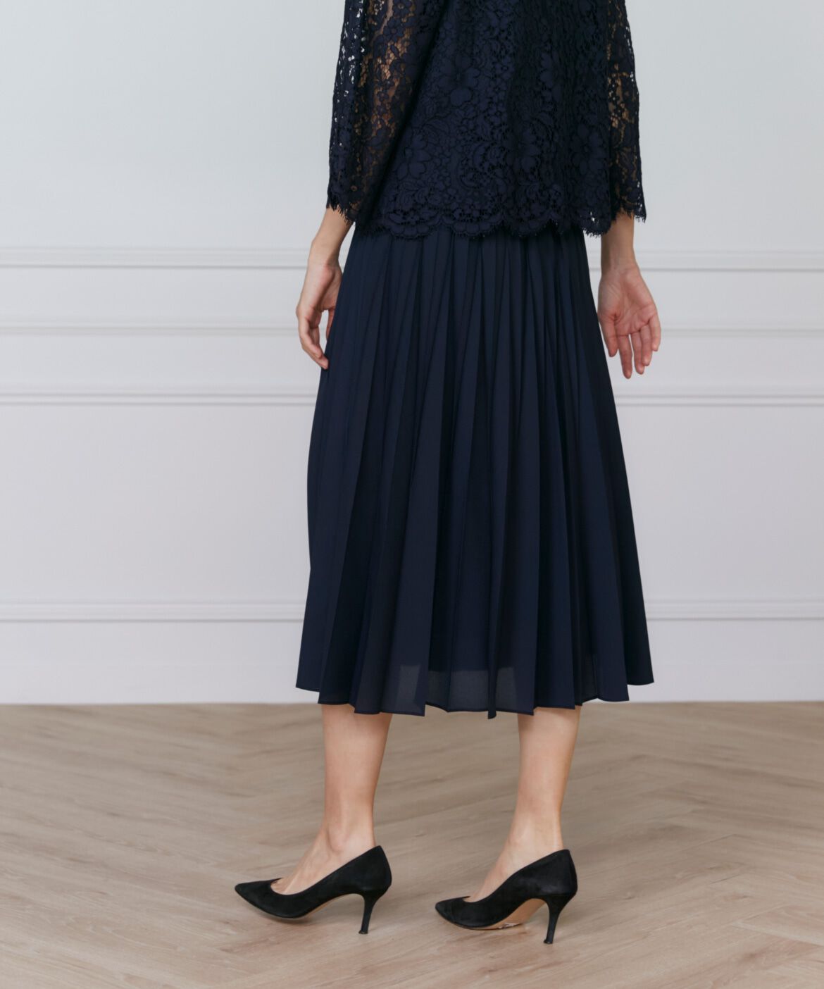 INED「《大きいサイズ》シフォンプリーツスカート」|スカート|