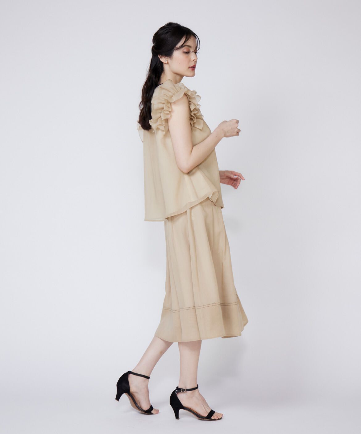 Maglie le cassetto「《大きいサイズ》シアーフリルブラウス」|シャツ・ブラウス|