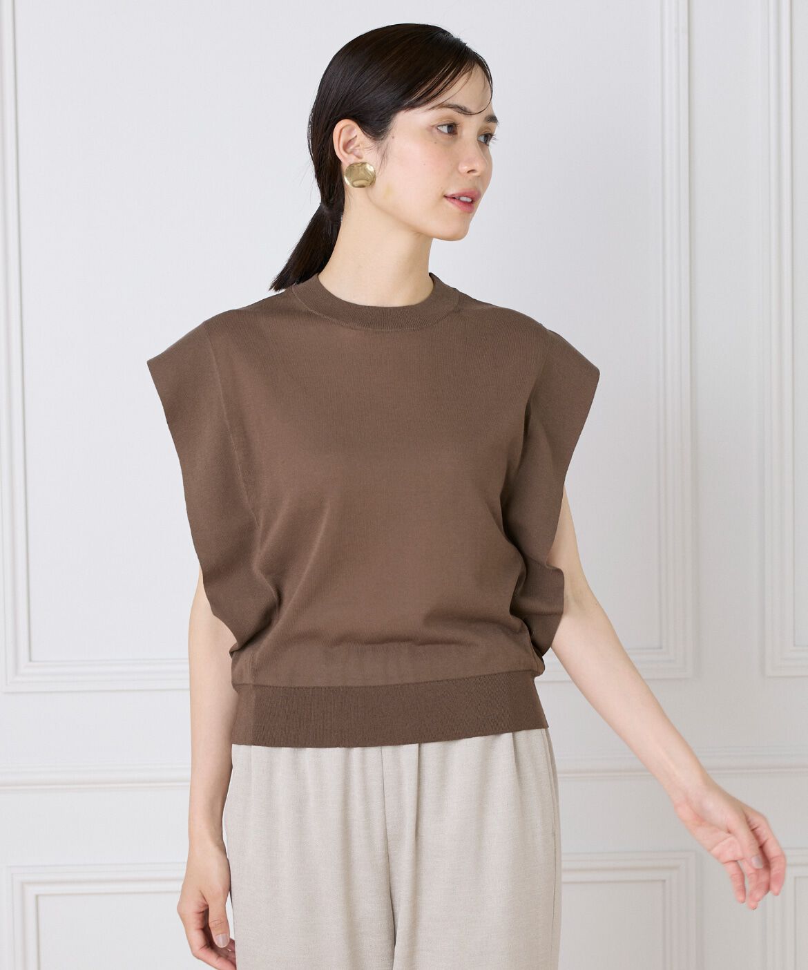 7-IDconcept.「コットンナイロンクルーネックプルオーバー」|ニット・セーター|