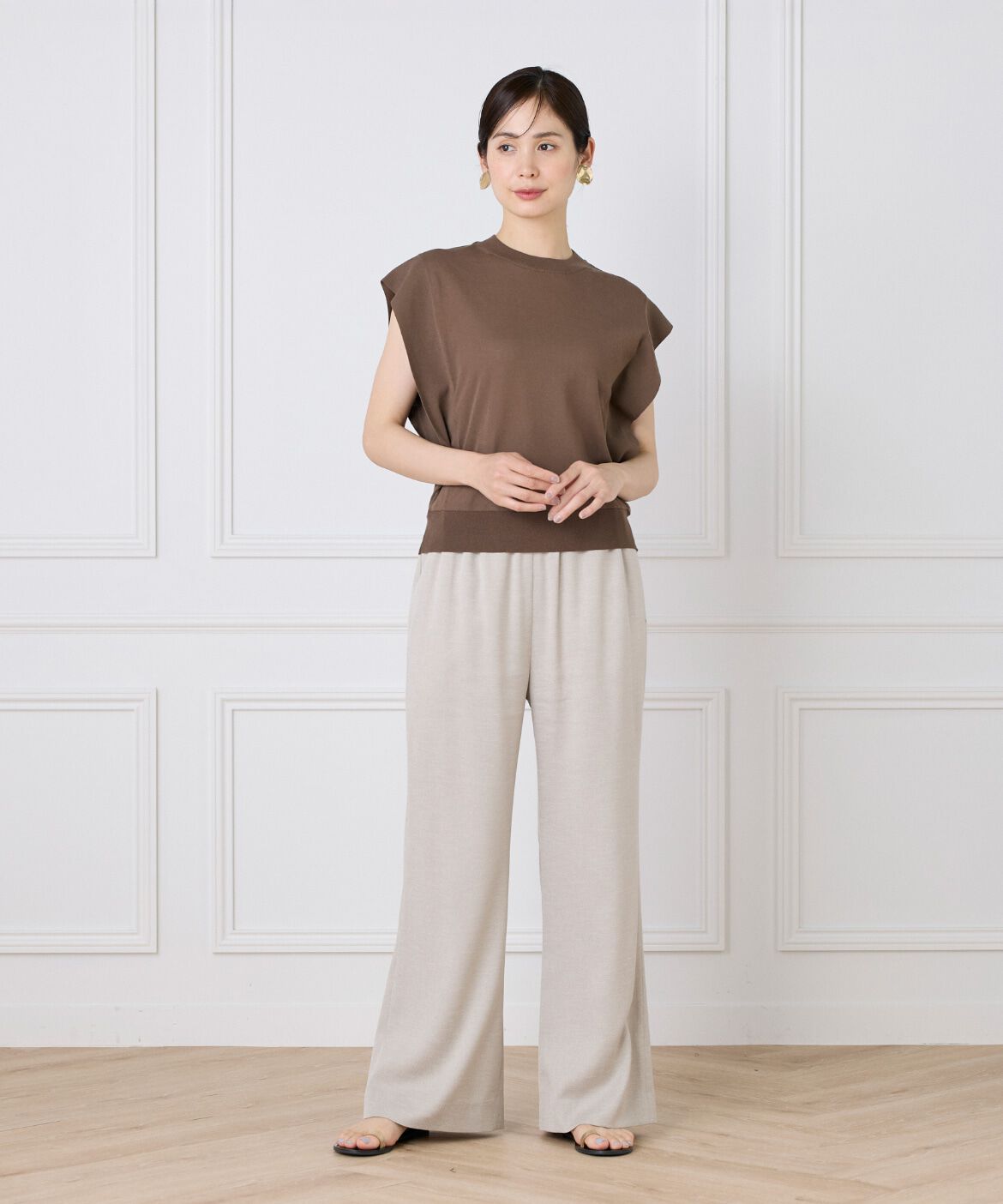 7-IDconcept.「《大きいサイズ》コットンナイロンクルーネックプルオーバー」|ニット・セーター|