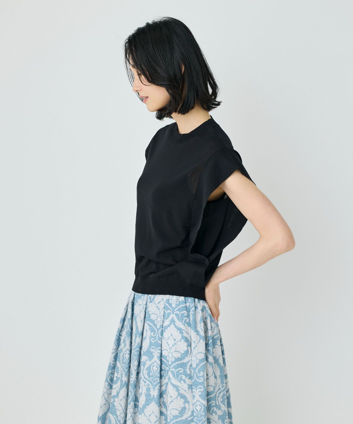 7-IDconcept.「《大きいサイズ》コットンナイロンクルーネックプルオーバー」|ニット・セーター|