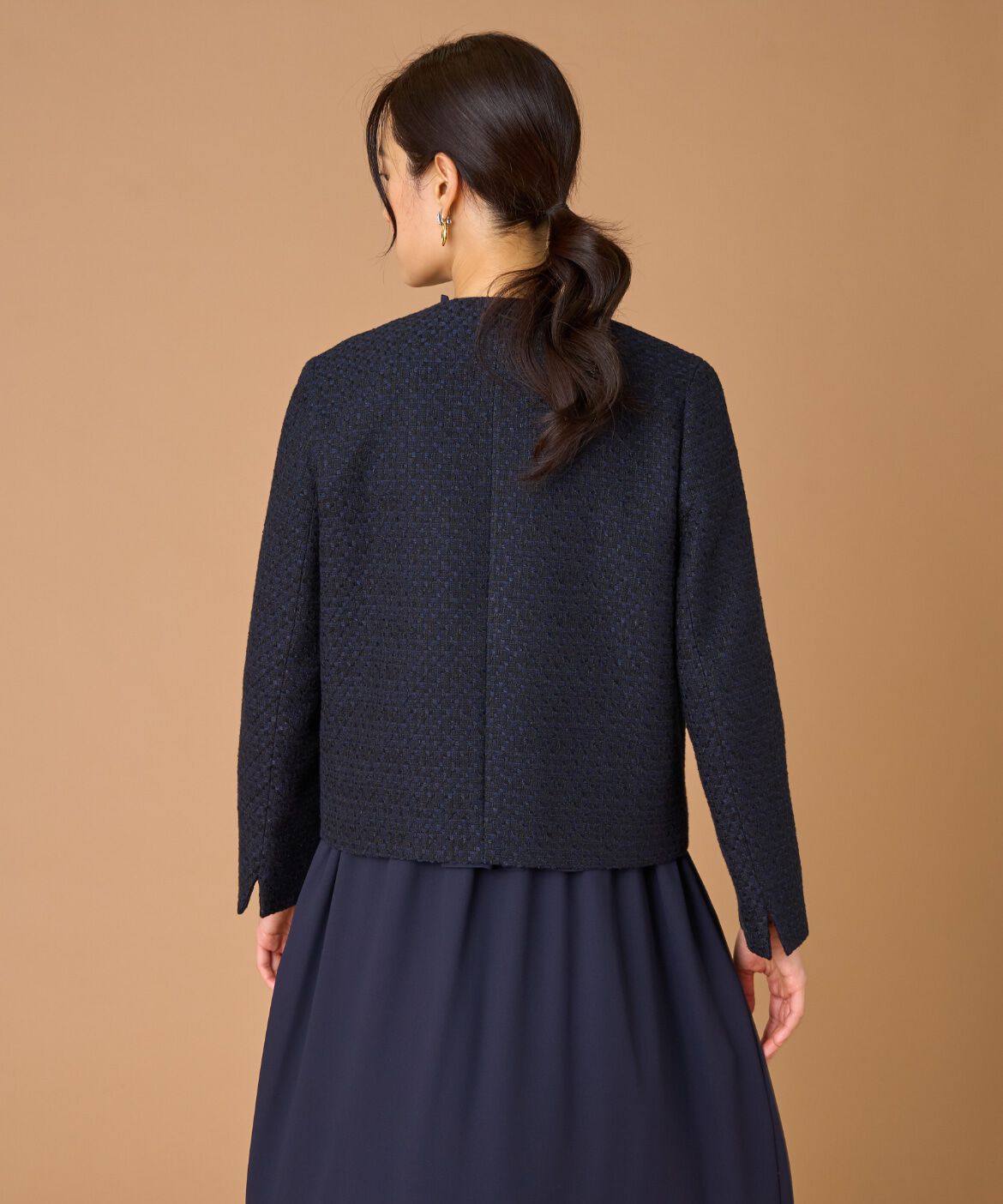 7-IDconcept.「《大きいサイズ》ツイードノーカラージャケット」|ノーカラージャケット|