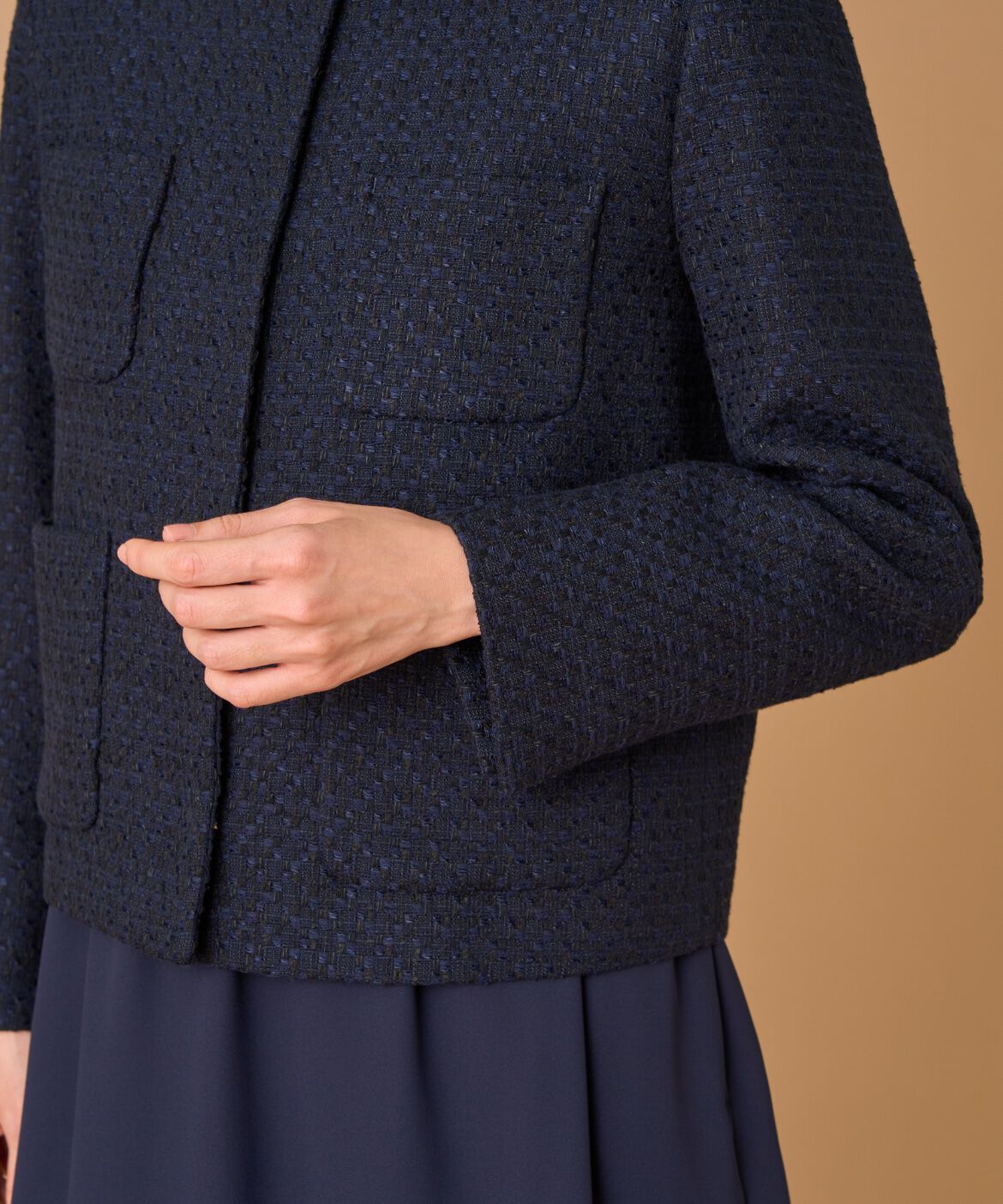 7-IDconcept.「《大きいサイズ》ツイードノーカラージャケット」|ノーカラージャケット|