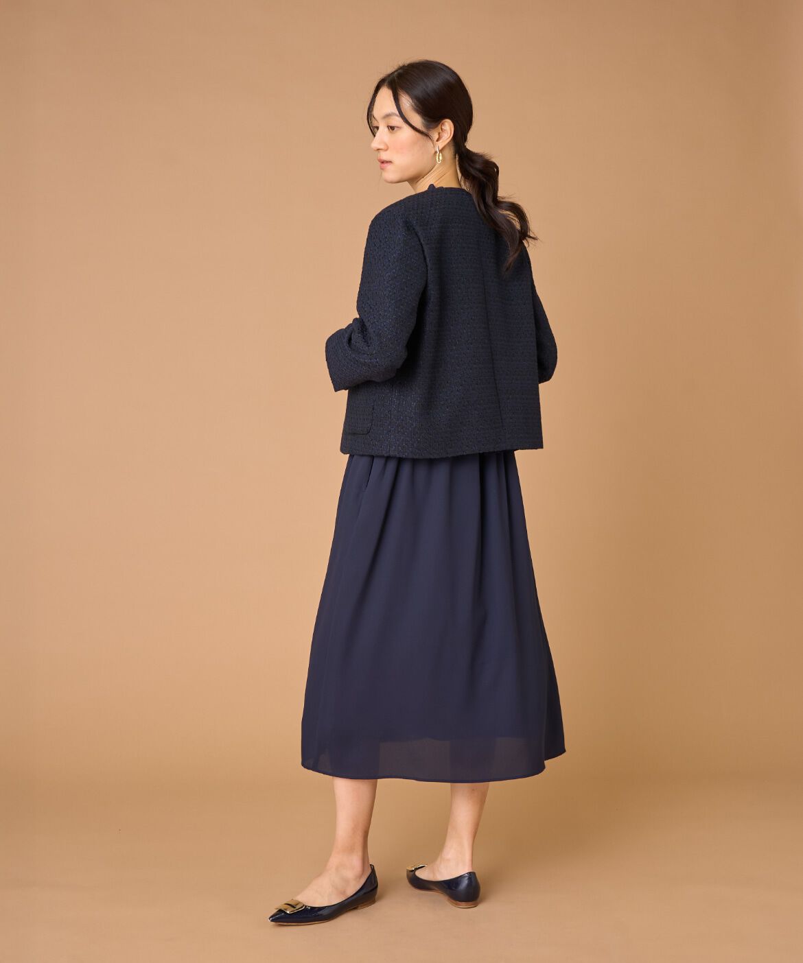 7-IDconcept.「《大きいサイズ》ツイードノーカラージャケット」|ノーカラージャケット|