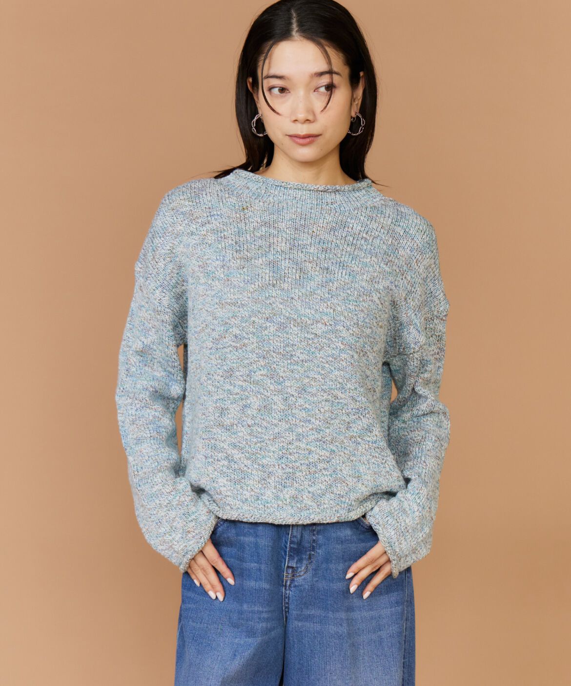 INED「ロールネックプルオーバーニット」|ニット・セーター|サックス3